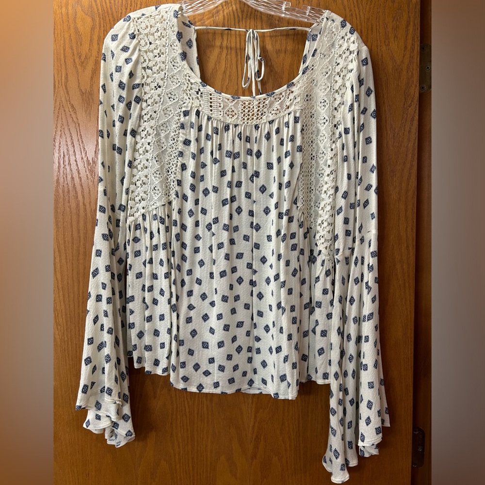 Pixley bell sleeved tie back top